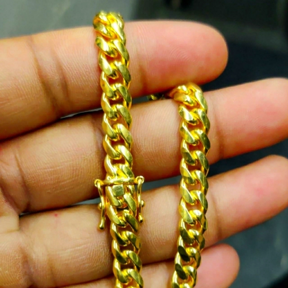 Sterling Silver 925 Gold Plated Miami Curb Bracelet 7mm